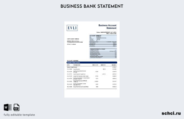цифровая загрузка Evli Bank PLC выписка со счета предприятия Шаблон в формате Wo